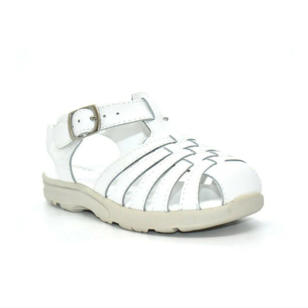 Stride Rite Georgia White Leather Sandal, 9W, NEW